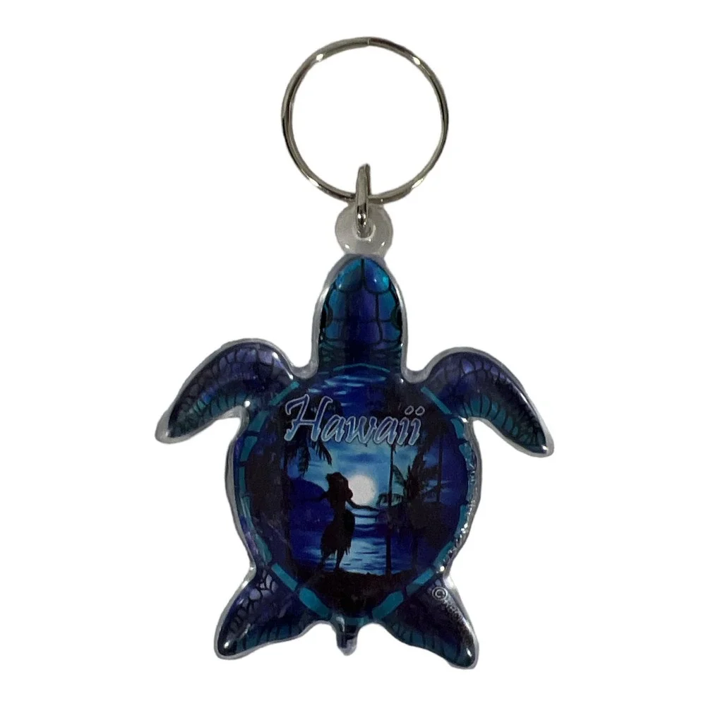 Hawaii Turtle Blue Plastic Keychain